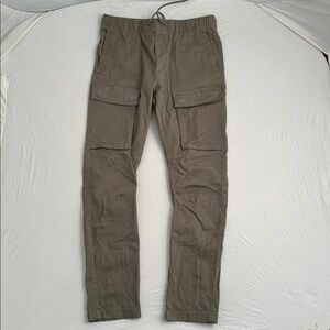 H&M Skinny Fit army green cotton twill drawstring waist cargo pants